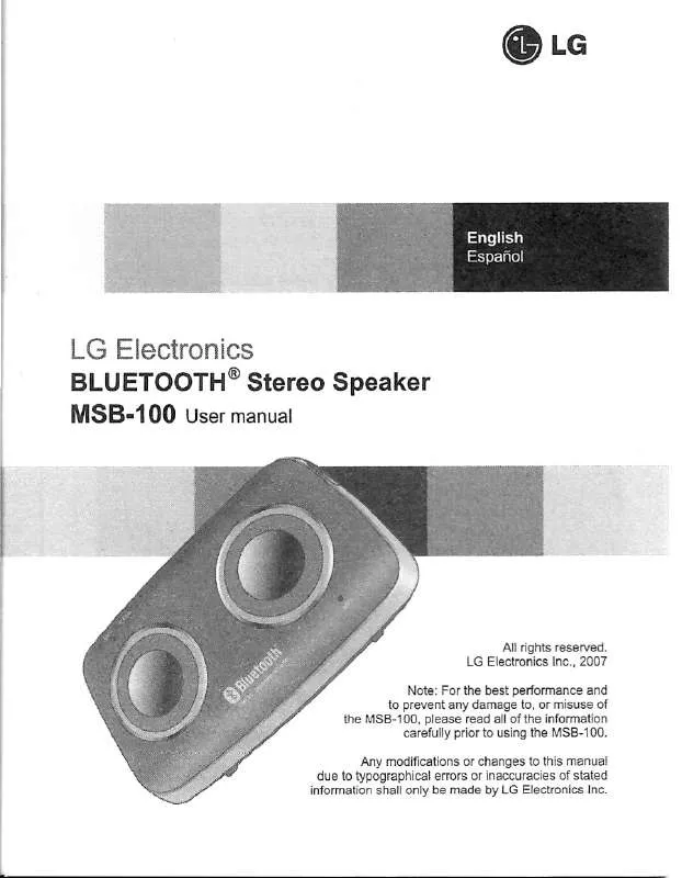 Mode d'emploi LG MSB-100