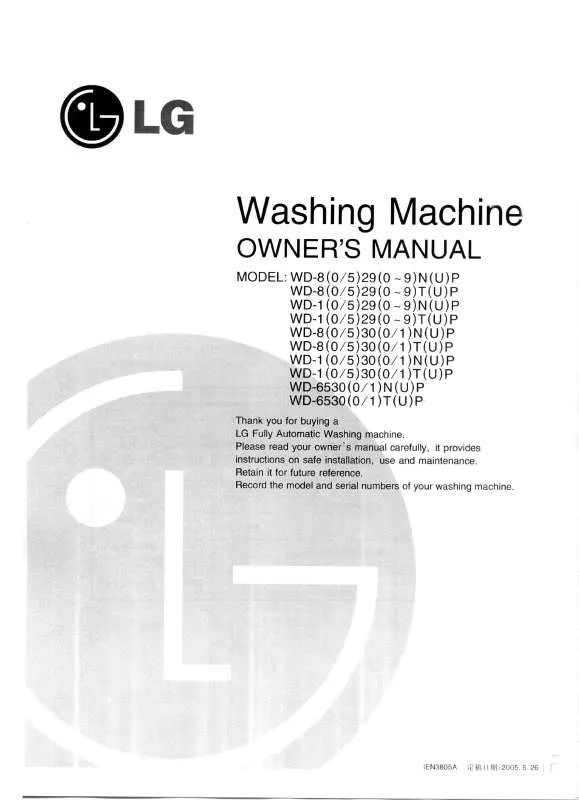 Mode d'emploi LG WD-85295NP