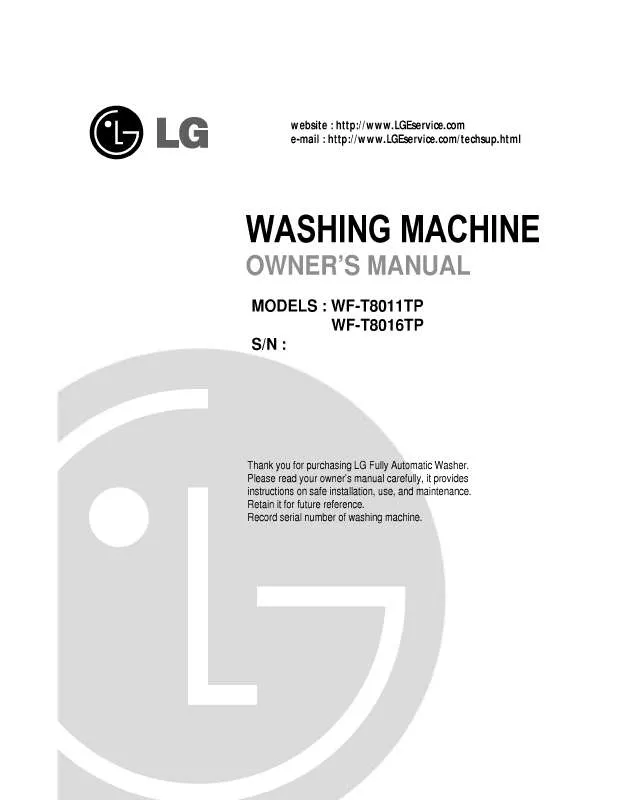 Mode d'emploi LG WF-T8016TP