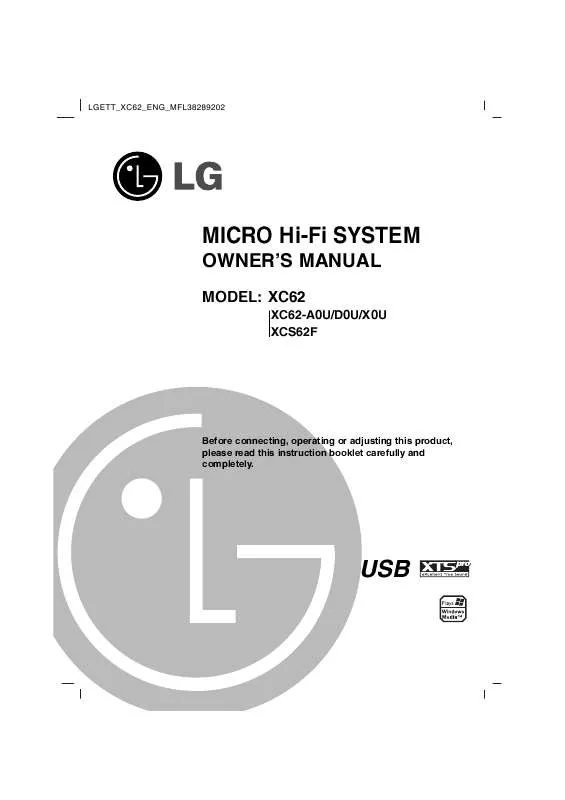Mode d'emploi LG XC-62-A0U