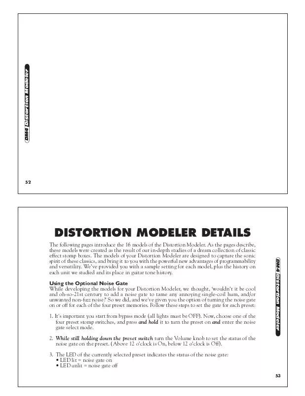 Mode d'emploi LINE 6 DM4 DISTORTION MODELER