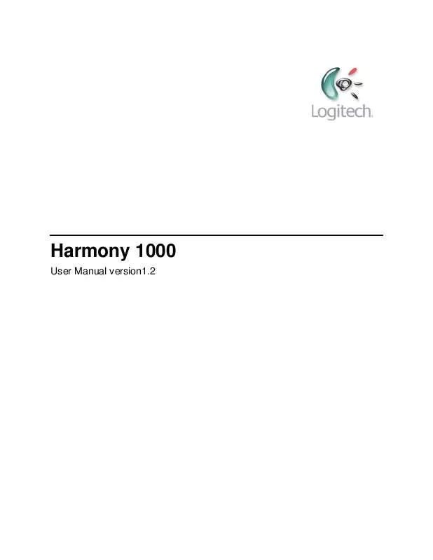 Mode d'emploi LOGITECH HARMONY 1000