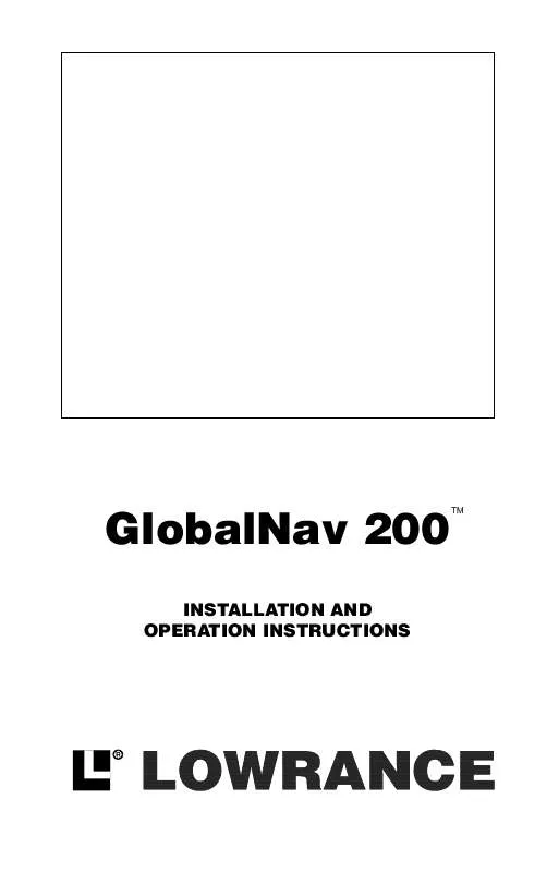 Mode d'emploi LOWRANCE GLOBALNAV 200