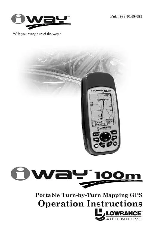 Mode d'emploi LOWRANCE IWAY-100M