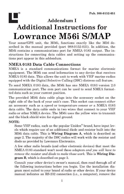 Mode d'emploi LOWRANCE M56I SMAP