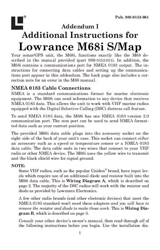 Mode d'emploi LOWRANCE M68I SMAP