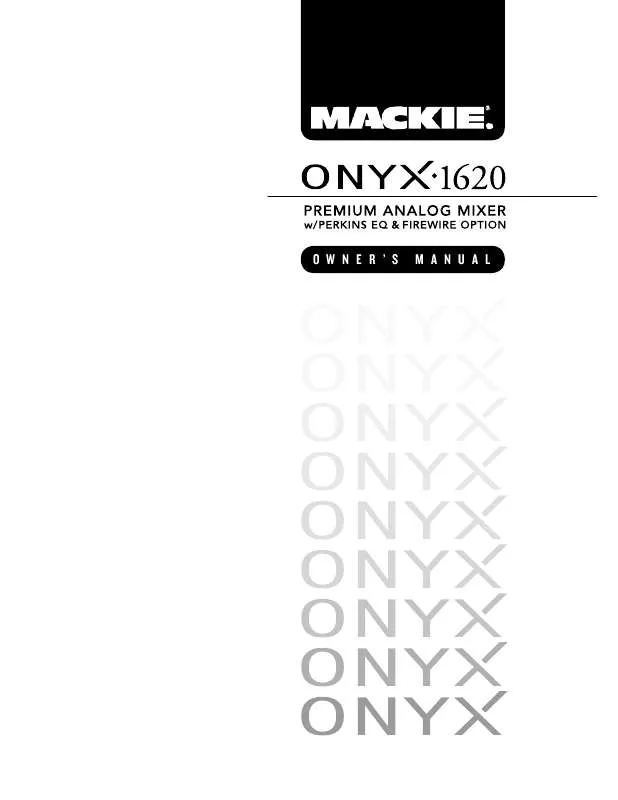 Mode d'emploi MACKIE ONYX 1620