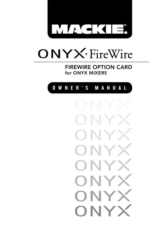 Mode d'emploi MACKIE ONYX FIREWIRE