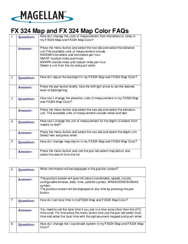 Mode d'emploi MAGELLAN FX324 MAP COLOR