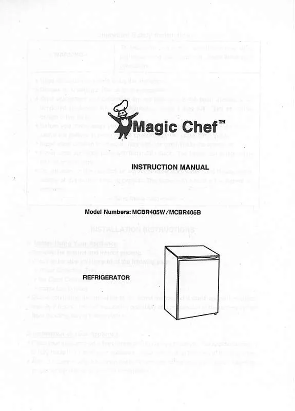Mode d'emploi MAGIC CHEF MCBR405W