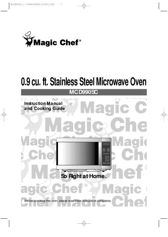 Mode d'emploi MAGIC CHEF MCD990SC