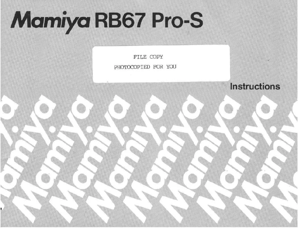 Mode d'emploi MAMIYA RB67 PRO S