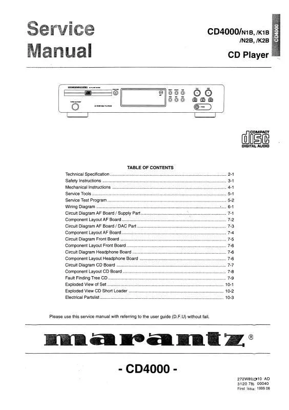 Mode d'emploi MARANTZ CD 4000