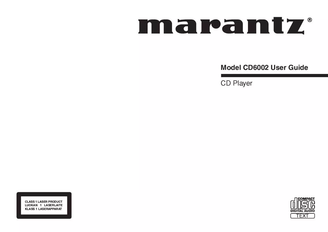 Mode d'emploi MARANTZ CD6002