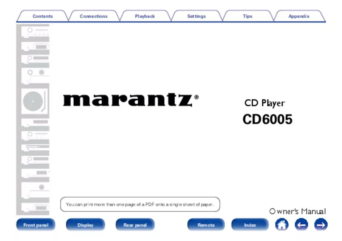 Mode d'emploi MARANTZ CD6005