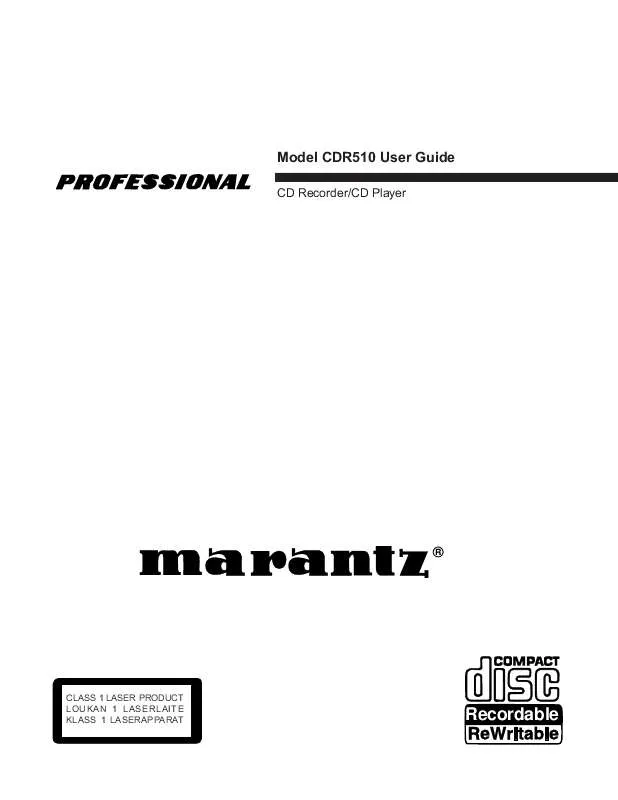 Mode d'emploi MARANTZ CDR510