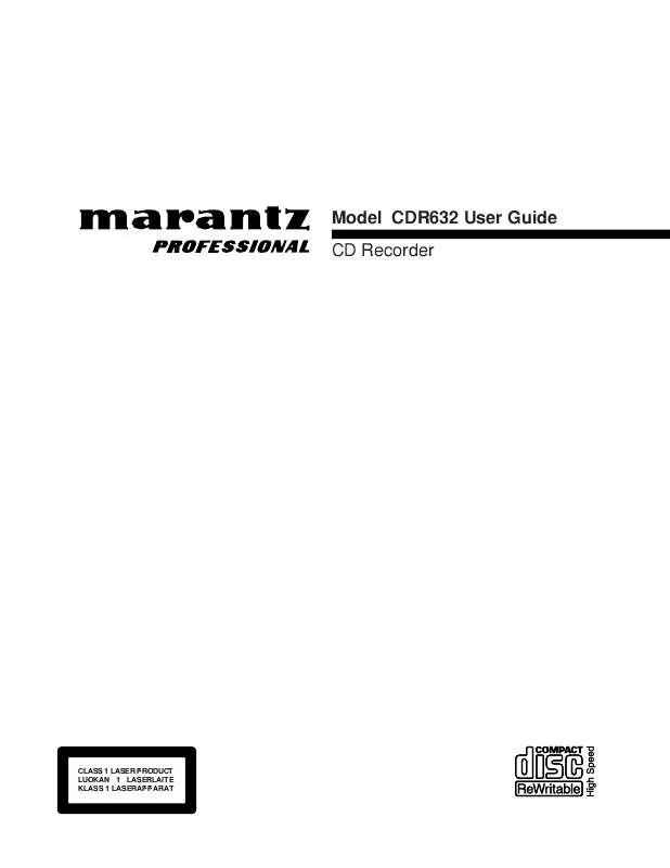 Mode d'emploi MARANTZ CDR632