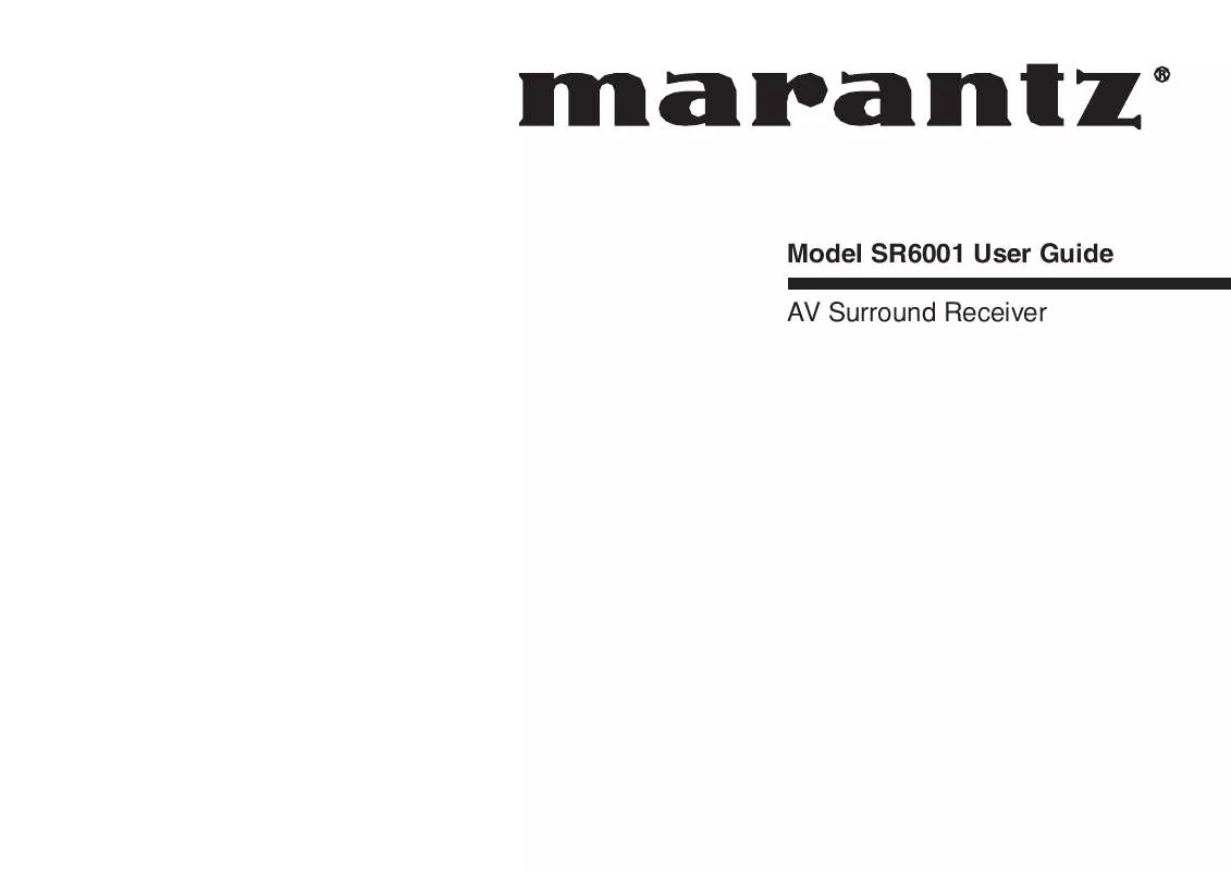 Mode d'emploi MARANTZ SR6001