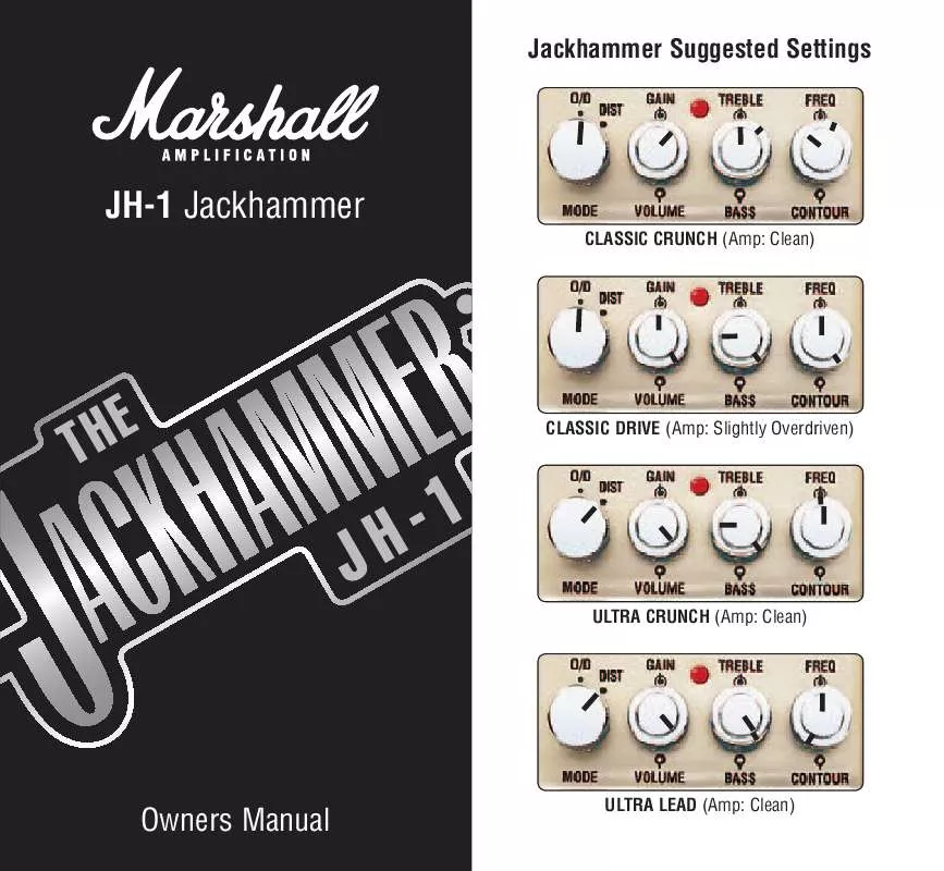 Mode d'emploi MARSHALL EFFECT PEDAL JH-1 JACKHAMMER