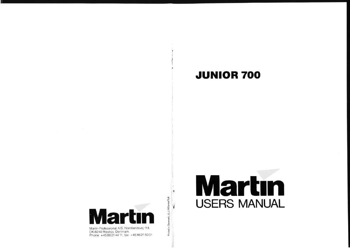 Mode d'emploi MARTIN JUNIOR 700
