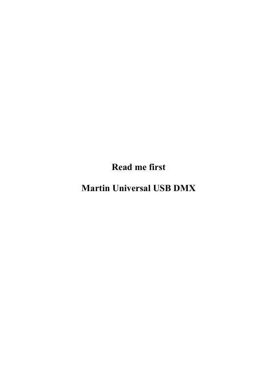 Mode d'emploi MARTIN UNIVERSAL USB DMX