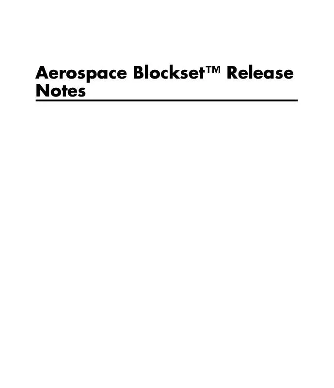 Mode d'emploi MATLAB AEROSPACE BLOCKSET