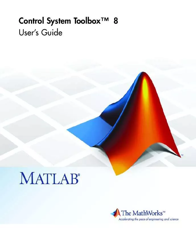 Mode d'emploi MATLAB CONTROL SYSTEM TOOLBOX 8
