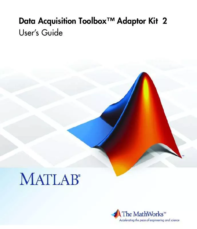 Mode d'emploi MATLAB DATA ACQUISITION TOOLBOX ADAPTOR KIT 2