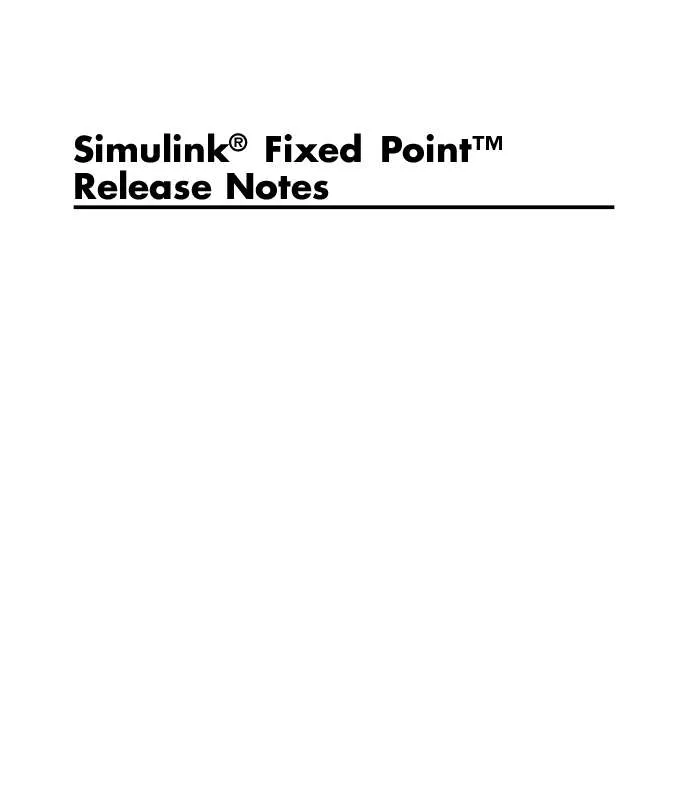 Mode d'emploi MATLAB SIMULINK FIXED POINT