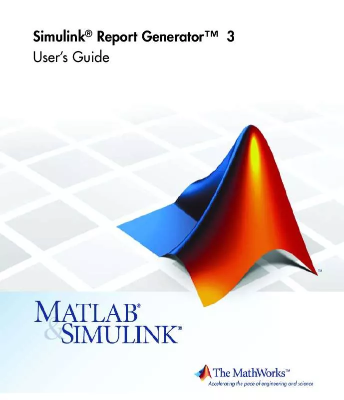 Mode d'emploi MATLAB SIMULINK REPORT GENERATOR 3