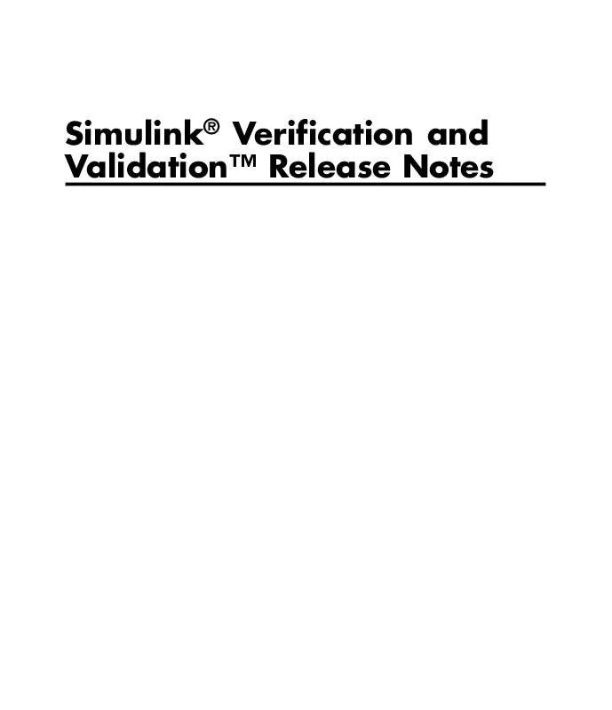 Mode d'emploi MATLAB SIMULINK VERIFICATION AND VALIDATION