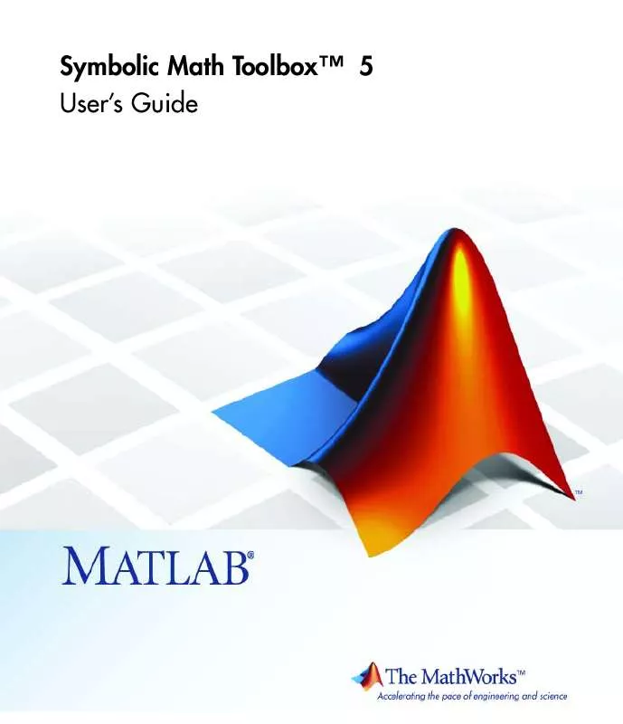 Mode d'emploi MATLAB SYMBOLIC MATH TOOLBOX 5