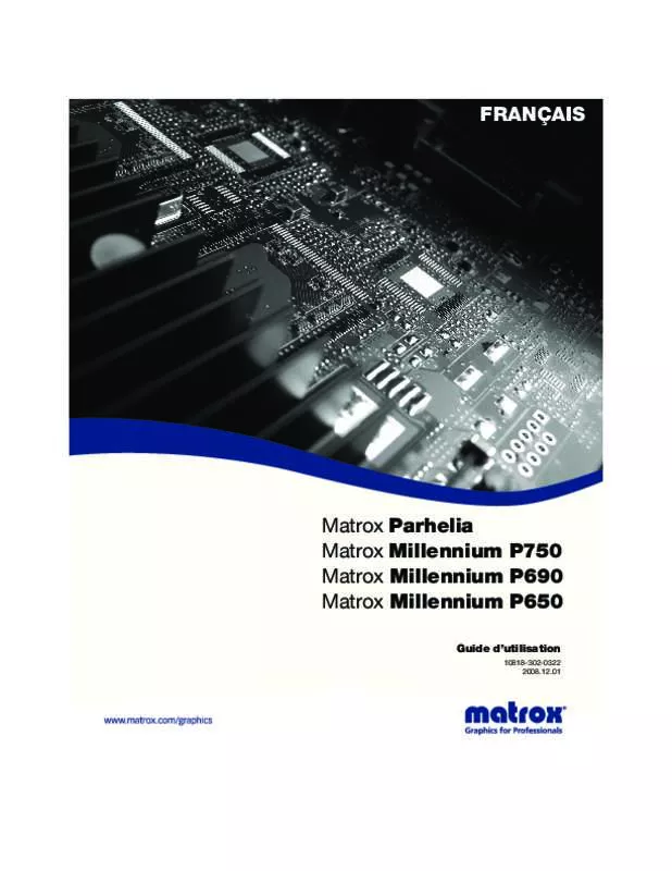 Mode d'emploi MATROX MILLENNIUM P690 LP PCIE X1