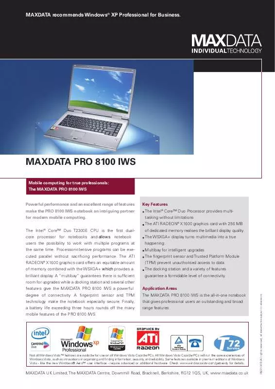 Mode d'emploi MAXDATA PRO 8100 IWS