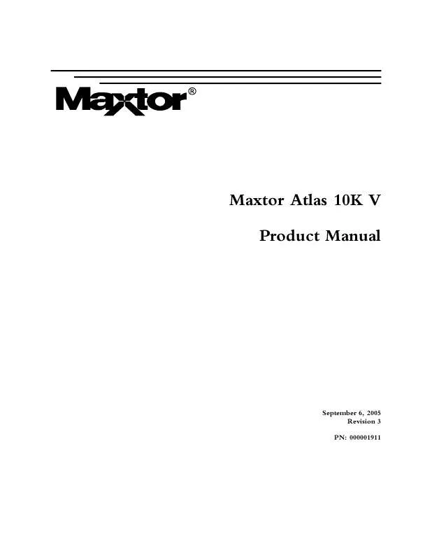 Mode d'emploi MAXTOR ATLAS 10K V