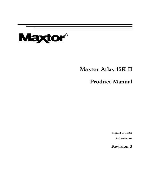 Mode d'emploi MAXTOR ATLAS 15K II