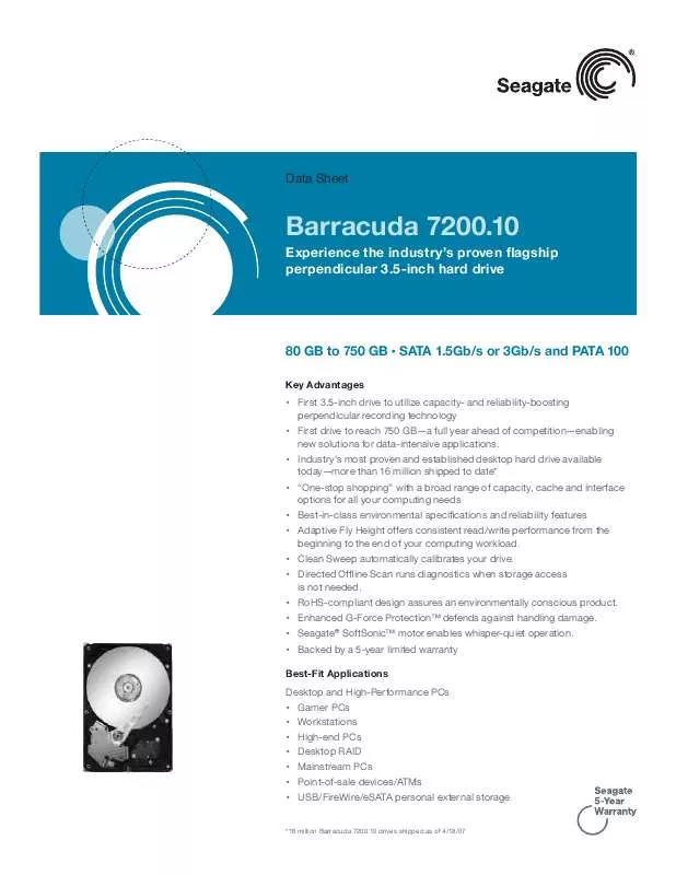 Mode d'emploi MAXTOR BARRACUDA 7200.10