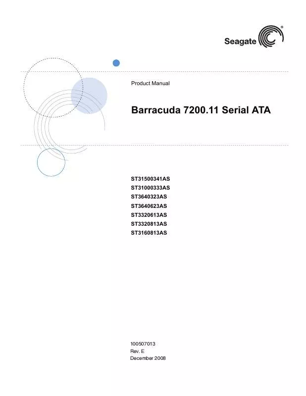 Mode d'emploi MAXTOR BARRACUDA 7200.11 SERIAL ATA
