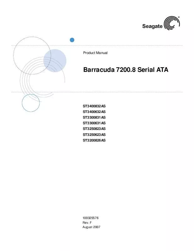Mode d'emploi MAXTOR BARRACUDA 7200.8 ATA
