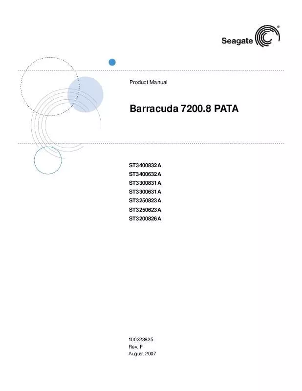Mode d'emploi MAXTOR BARRACUDA 7200.8 PATA