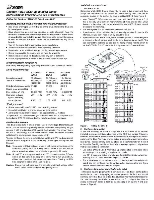 Mode d'emploi MAXTOR CHEETAH 15K.3 SCSI