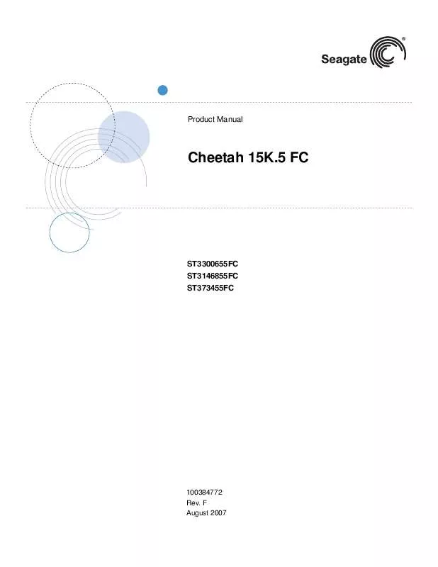 Mode d'emploi MAXTOR CHEETAH 15K.5 FC