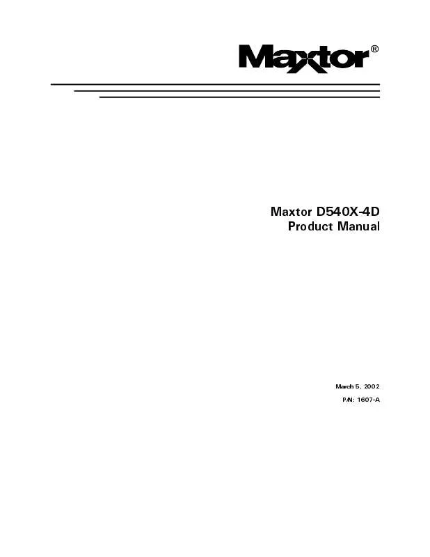 Mode d'emploi MAXTOR D540X-4D
