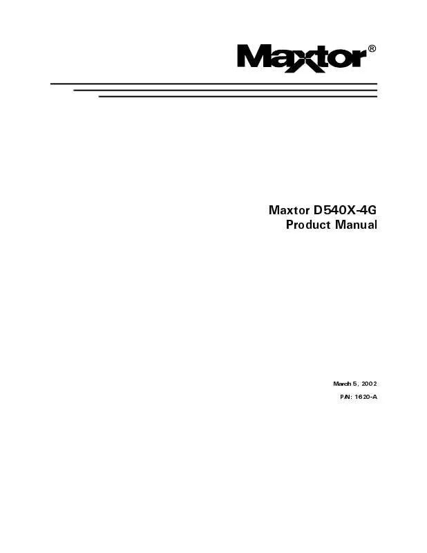 Mode d'emploi MAXTOR D540X-4G