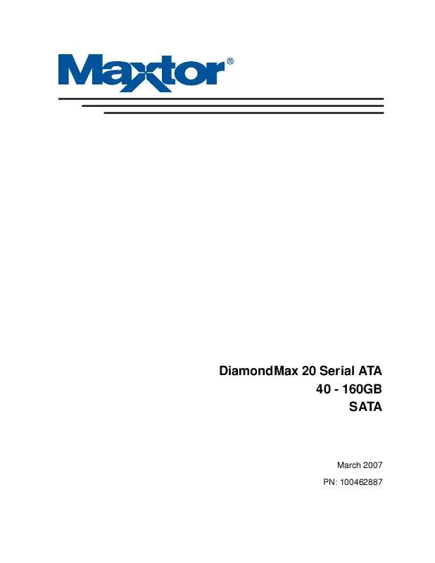 Mode d'emploi MAXTOR DIAMONDMAX 20 SERIAL ATA