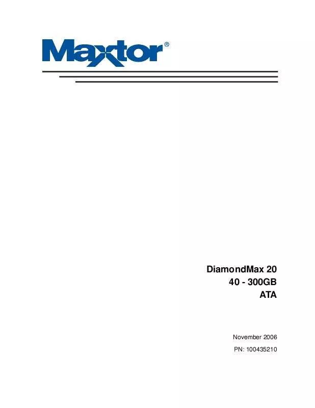 Mode d'emploi MAXTOR DIAMONDMAX 20
