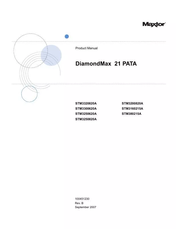 Mode d'emploi MAXTOR DIAMONDMAX 21 PATA
