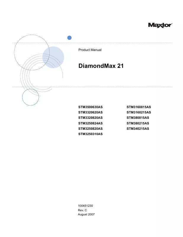 Mode d'emploi MAXTOR DIAMONDMAX 21