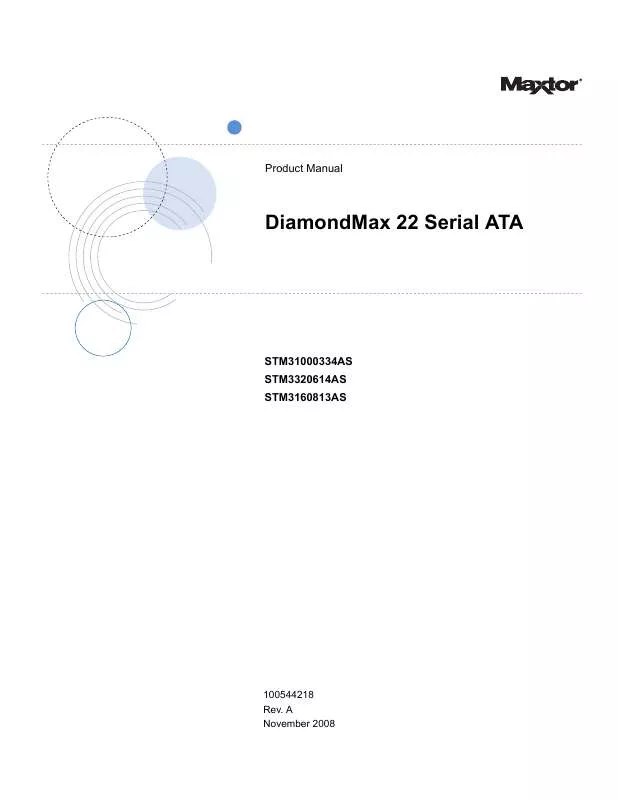 Mode d'emploi MAXTOR DIAMONDMAX 22 SERIAL ATA
