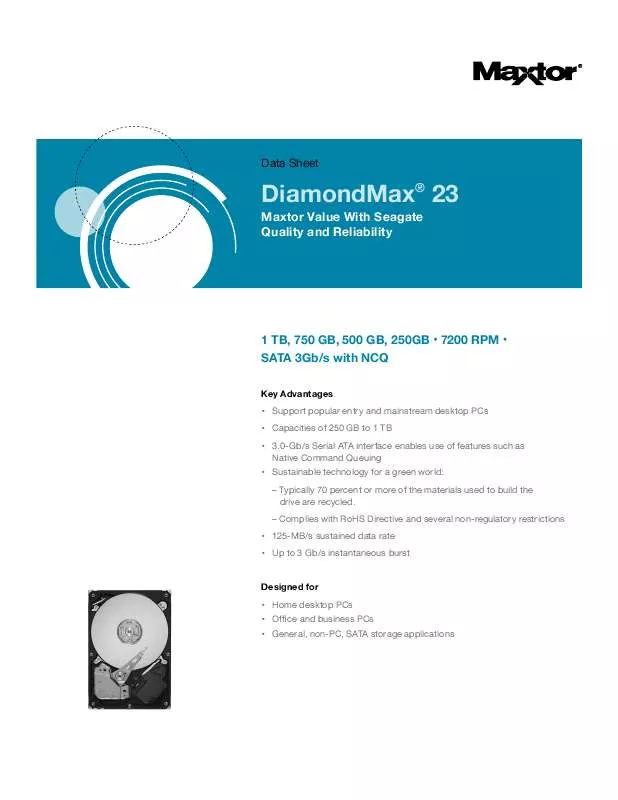Mode d'emploi MAXTOR DIAMONDMAX 23